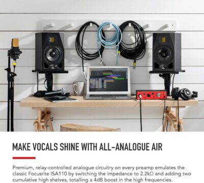 Focusrite Clarett+ 2Pre USB-C Bus-Powered Audio Interface for Music Production, with Two Professional Quality Pre-Amps and Powerful and Transparent Headphone Outputs/Instrument Inputs