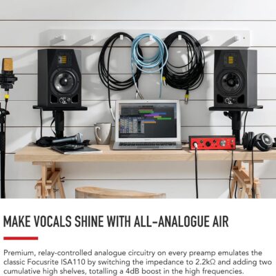 Focusrite Clarett+ 2Pre USB-C Bus-Powered Audio Interface for Music Production, with Two Professional Quality Pre-Amps and Powerful and Transparent Headphone Outputs/Instrument Inputs