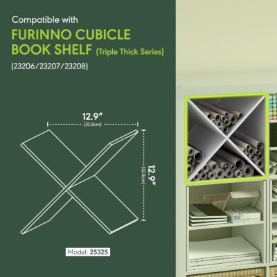 71xe De5AjL. AC SL1500 Furinno Cubicle Cube Insert, X-Shelf Cube Organizer, 3-Shelf Accessory, Fits into Furinno Triple Thick Cubes, IKEA Kallax, for Organizers and Storage, White