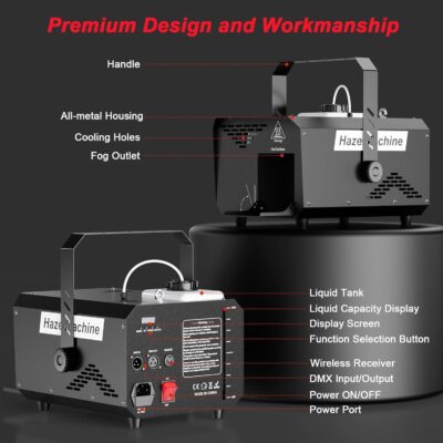 600W Stage Haze Machine: Continuous Output Fog Machine – Wireless Remote & DMX Control – Adjustable Smoke Outlet for Stage DJ Halloween Club Christmas Wedding Party Light Show