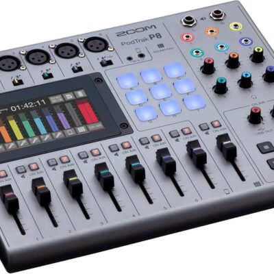 Zoom PodTrak P8 Podcast Recorder, 6 Microphone Inputs, 6 Headphone Outputs, Phone Input, Sound Pads, Onboard Editing, Record to SD card, USB Audio Interface, Battery Powered