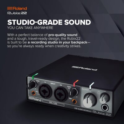 Roland Rubix22 2-In/2-Out USB Audio Interface | High-Resolution Audio | Record with Mics, Guitars, Keys & More | Compact & Durable Build | Compatible with Mac, PC & iPad | Expanded I/O Features