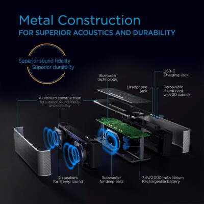 Sound Oasis Stereo Bluetooth Sound Machine for Sleep and Tinnitus Masking, 20 Non-Looping Soothing Sounds Plus Pink Noise, Hi-Fidelity Speakers, Portable Sound Therapy for Home, Baby, Office or Travel