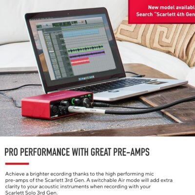 Focusrite Scarlett Solo 3rd Gen USB Audio Interface for Guitarists, Vocalists, Podcasters or Producers to record and playback studio quality sound