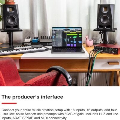 Focusrite Scarlett 18i16 4th Gen USB Audio Interface, for Songwriting, Music Production, Recording, and Podcasting — High-Fidelity, Studio Quality Recording, and All the Software You Need to Record