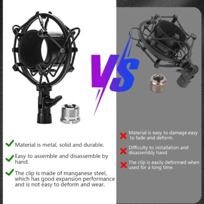 Universal Microphone Shock Mount, Mic Clip Holder for Diameter 47mm-53mm Mic Anti Vibration Adjustable High Isolation Shock Mount