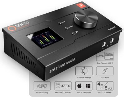 Zen Go Synergy Core, Audio Interface, 4×8 Bus-Powered USB-C Interface For Recording Music, with Onboard Real-Time Audio Recording Effects, USB Connectivity – Antelope Audio