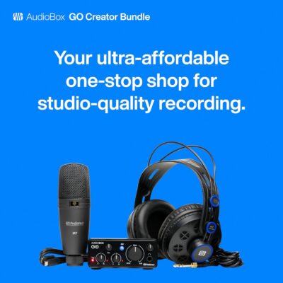PreSonus AudioBox Go Creator Complete Studio Recording Bundle with USB Audio 96K Interface, Condenser Microphone, Professional Monitoring Headphones, and Studio One Pro DAW Software