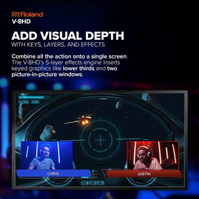 Roland V-8HD | HD Video Switcher for Live Events, Streaming & Corporate Presentations | Mix 8 HDMI Sources | 5-Layer Effects & Keying Engine | Built-in Multi-Viewer Display