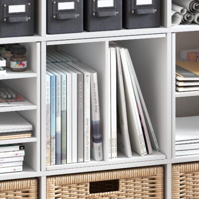 Furinno Cubicle Cube Insert, H-Shelf Cube Organizer, 2-Tier Shelf Accessory, Fits into Furinno Triple Thick Cubes, IKEA Kallax, for Organizers and Storage, White