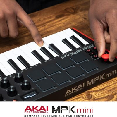 Akai Professional MPK Mini MK3 25 Key USB MIDI Keyboard Controller With 8 Backlit Drum Pads, 8 Knobs, Music Production Software and Native Instruments Sound Package (NKS Integration)