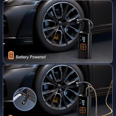 180PSI Tire Inflator Portable Air Compressor, 6X Faster Air Pump for Car Tires with Digital Pressure Gauge, 12V DC Adapter, LED Light, Portable Tire Inflator for Car, Motorcycle, Bike, Obsidian