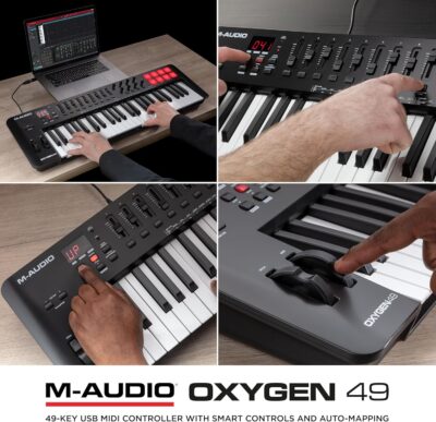 M-AUDIO Oxygen 49 (MKV) Key USB MIDI Keyboard Controller with Beat Pads, Smart Chord, Scale Modes, Arpeggiator and Native Instruments Sound Package (NKS Integration)