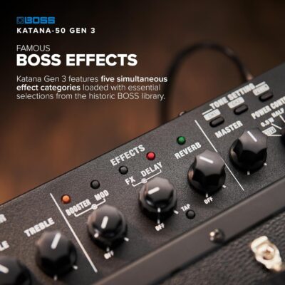 811ypEKx4iL. AC SL1500 BOSS Katana-50 Gen 3 Guitar Amplifier | Compact 50-Watt Combo Amp | Custom 12-Inch Speaker | Evolved Tube Logic Sound | 12 Amp Characters | Onboard BOSS Effects | Advanced Connectivity & More