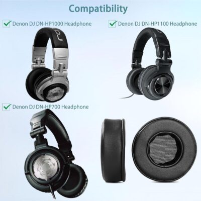 DN-HP1000 Ear Pads Replacement Compatible with Denon DN-HP1000 DN-HP1100 DN-HP 100 1100 DN-HP 100 DN-HP700 DJ Headphones(Protein Leather and Memory Foam Ear Cushions)