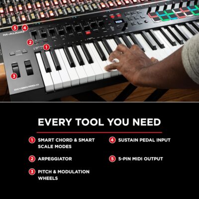 812jHyDy4vL. AC SL1500 M-AUDIO Oxygen Pro 49 Key USB MIDI Keyboard Controller With Beat Pads, MIDI-assignable Knobs, Buttons and Faders, and Native Instruments Sound Package (NKS Integration)