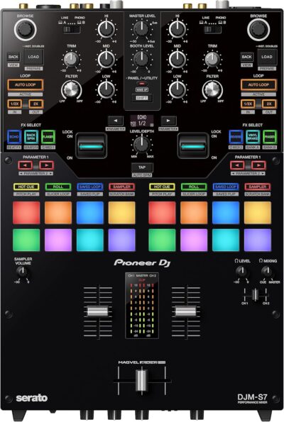 Pioneer DJ DJM-S7 2-channel Mixer for Serato DJ & RANE DJ Twelve MKII | 12-Inch Motorized Vinyl Like MIDI Turntable with USB MIDI & DVS Control for Traktor, Virtual DJ & Serato DJ (TWELVEMKII)