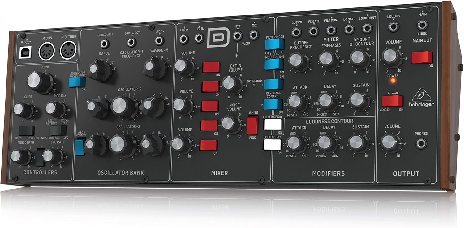 Behringer MODEL D Authentic Analog Synthesizer with 3 VCOs, Ladder Filter, LFO and Eurorack Format