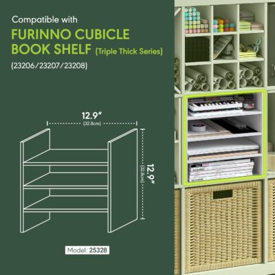 Furinno Cubicle Cube Insert, 3-Shelf Cube Organizer, 3-Tier Shelf Accessory, Fits into Furinno Triple Thick Cubes, IKEA Kallax, for Organizers and Storage, White