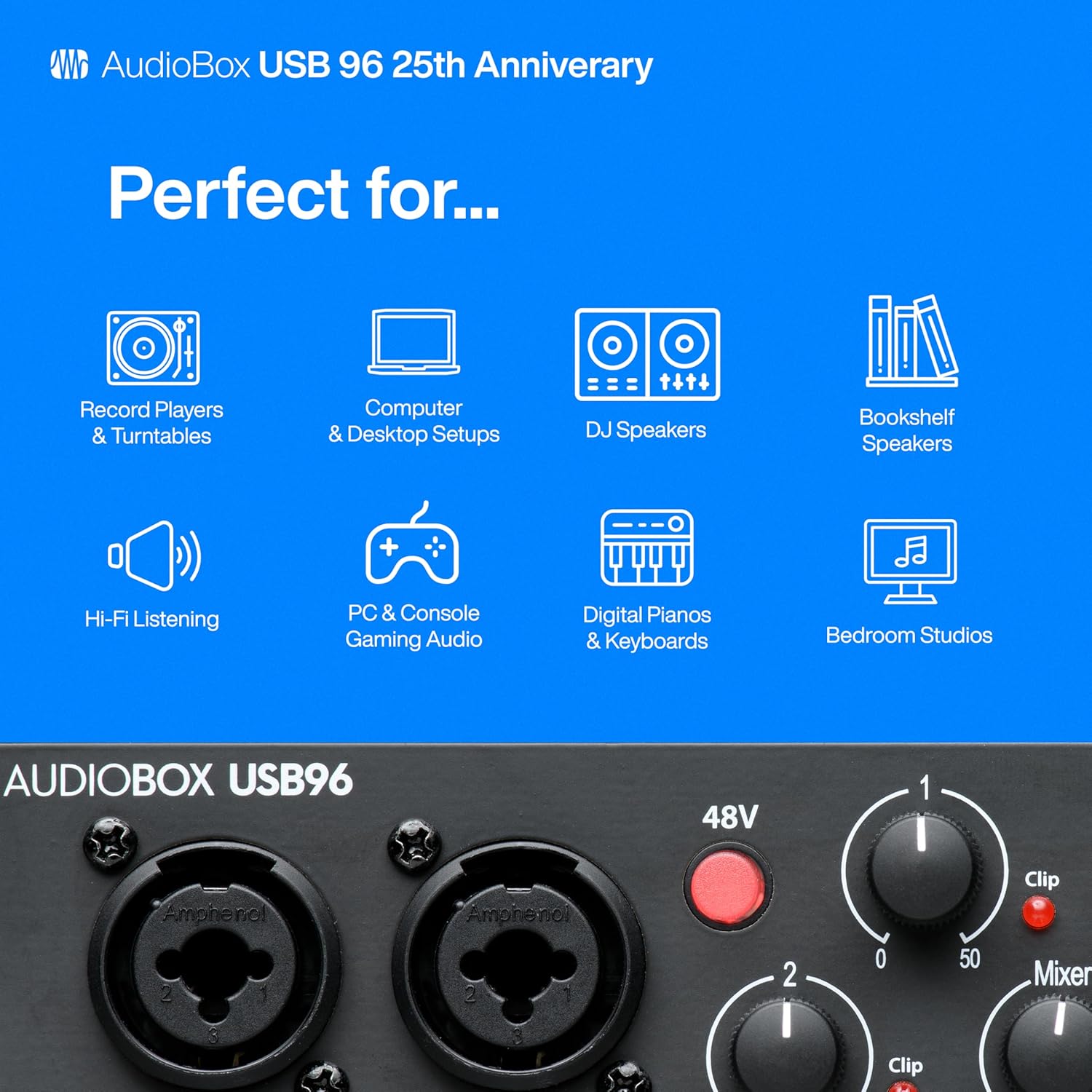 PreSonus AudioBox 96 25th Anniversary USB Audio Interface with Studio One Artist DAW Recording Software