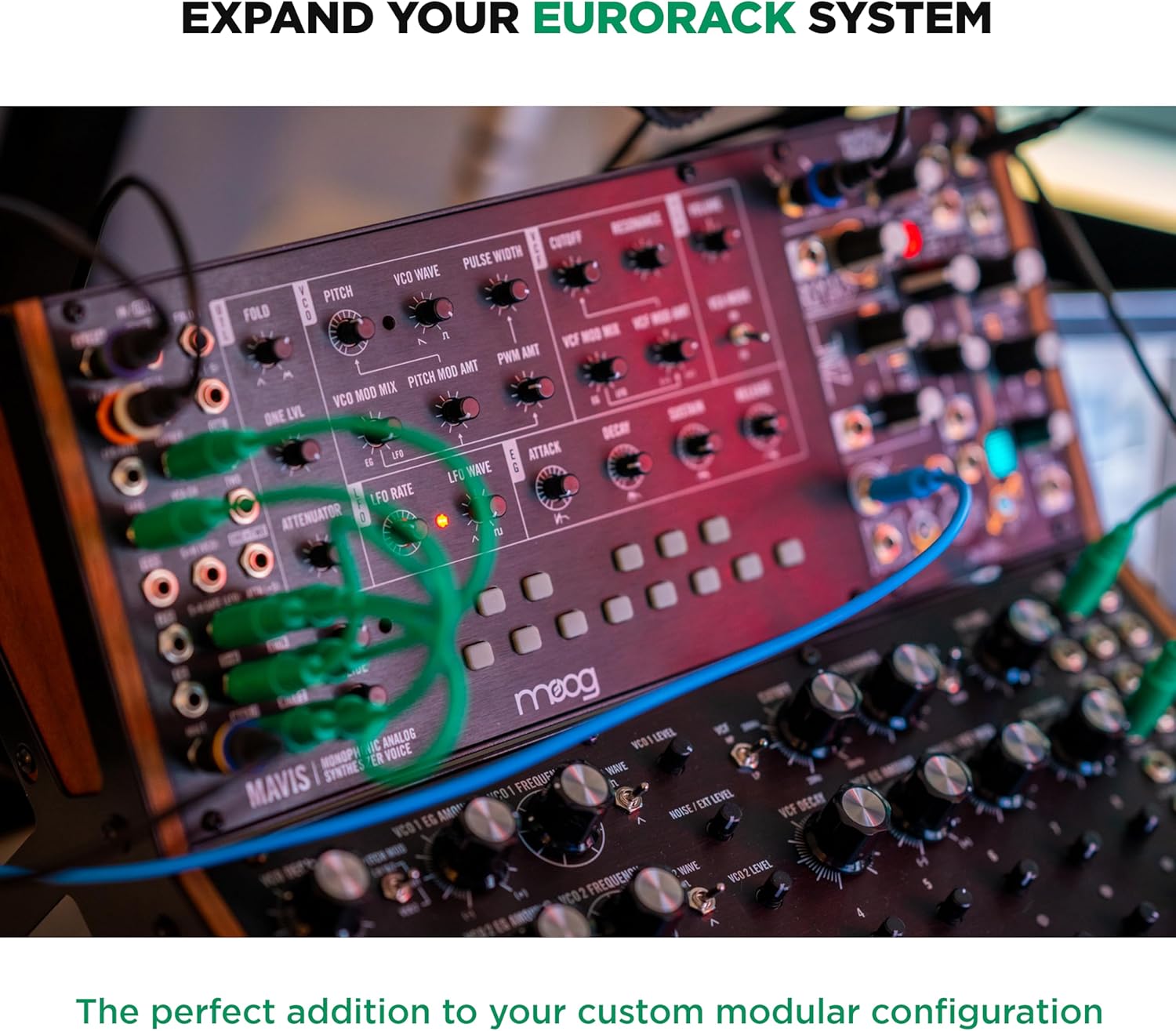 MOOG Mavis – Standalone Semi-Modular Analog Synthesizer Kit with Keyboard; Analog Oscillator, Filter, Envelope Generator; Wavefolder; and Dust Cover