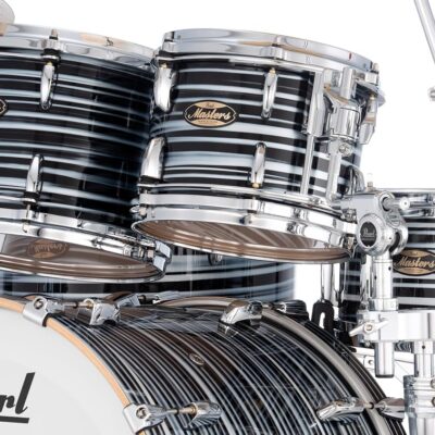 Pearl Masters Maple Pure 4-PC Shell Pack Black Oyster Swirl Custom Lacquer Custom Lacquer with R2 Air 12mm Vertical Tom Mount (Cymbals and Hardware Not Included)