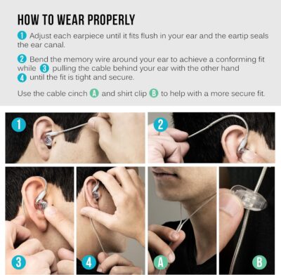 MEE audio M6 PRO In Ear Monitor Headphones for Musicians, 2nd Gen Model With Upgraded Sound, Memory Wire Earhooks & Replaceable Cables, Noise Isolating Professional Earbuds, 2 Cords Included (Black)