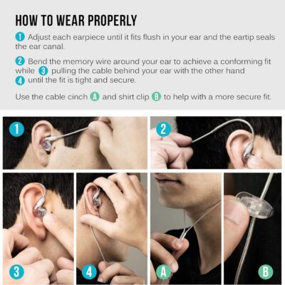 MEE audio M6 PRO In Ear Monitor Headphones for Musicians, 2nd Gen Model With Upgraded Sound, Memory Wire Earhooks & Replaceable Cables, Noise Isolating Professional Earbuds, 2 Cords Included (Black)