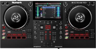Numark Mixstream Pro+ DJ Controller with Stem Separation, 2 Decks, Wi-Fi Streaming, Mixer, 7 Touchscreen, Speakers, works with Serato and Virtual DJ