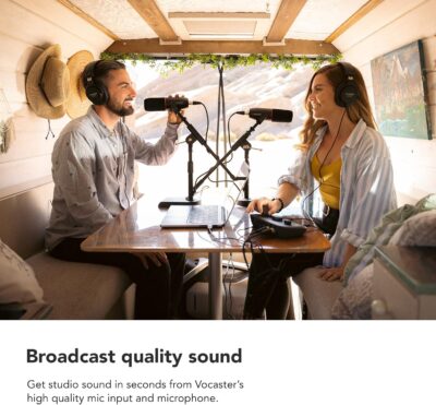 Focusrite Vocaster Two Studio — Podcasting Interface for Recording Host & Guest, with Professional Quality Vocaster DM14v Dynamic Microphone & HP60v Headphones. 2 Mic Inputs & Headphone Outputs