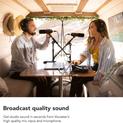 Focusrite Vocaster Two Studio — Podcasting Interface for Recording Host & Guest, with Professional Quality Vocaster DM14v Dynamic Microphone & HP60v Headphones. 2 Mic Inputs & Headphone Outputs