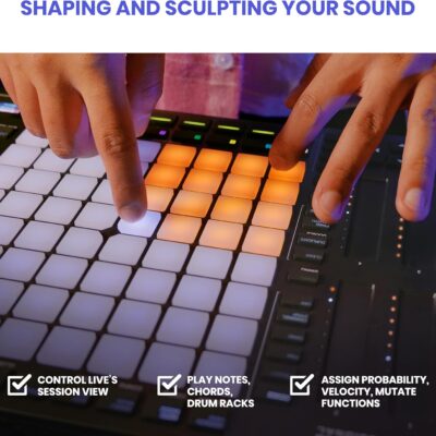 8171oT6Vd3L. AC SL1500 Akai Professional APC64 Ableton MIDI Controller with 8 Touch Strips, Step Sequencer, 64 RGB Velocity-Sensitive Pads, CV Gates, MIDI In and Out, USB-C