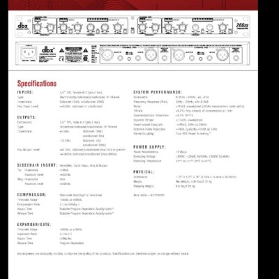 817LfaQDRsL. AC SL1500 dbx 266xs Professional Audio Compressor/Gate Dynamic Effects Processor with Sidechain Insert. For Portable, Tour, Studio. 1U Single Rack Space, Silver