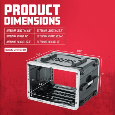 817NR8d1WKL. AC SL1500 Gator Cases Lightweight Rolling 6U Rack Case with Heavy Duty Latches, Retractable Tow Handle, and Recessed Wheels, Standard 19.25 depth, (GRR-6L)