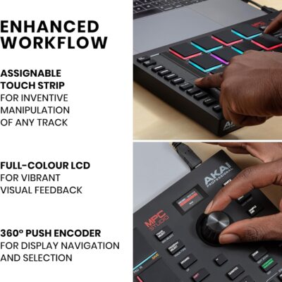 Akai Professional MPC Studio MIDI Controller Beat Maker with 16 Velocity Sensitive RGB Pads, MPC Software, Assignable Touch Strip and LCD Display