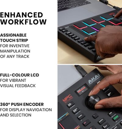 Akai Professional MPC Studio MIDI Controller Beat Maker with 16 Velocity Sensitive RGB Pads, MPC Software, Assignable Touch Strip and LCD Display