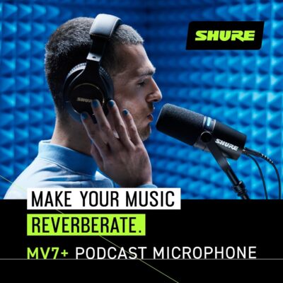 Shure MV7+ Podcast Dynamic Microphone – OBS Certified, Enhanced Audio, LED Panel, USB-C & XLR Outputs, Auto Level Mode, Digital Pop Filter, Reverb Effects – for Podcasting, Streaming, Recording, Black
