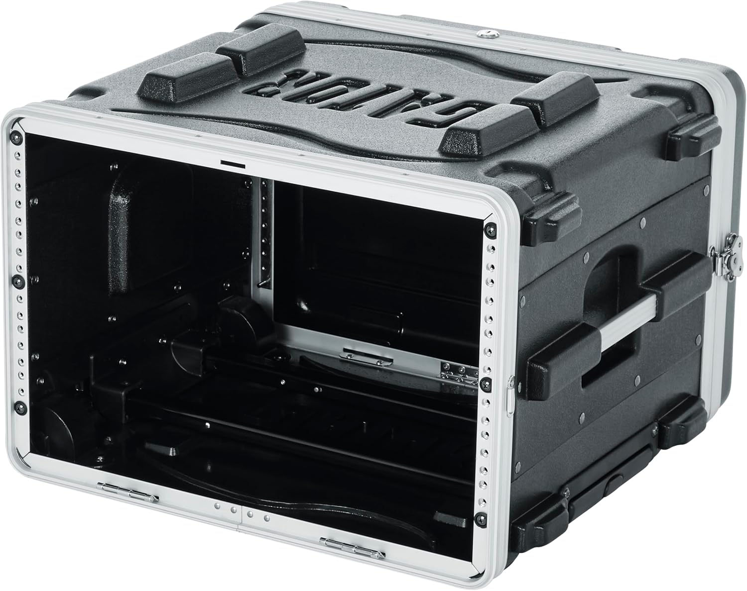 Gator Cases Lightweight Rolling 6U Rack Case with Heavy Duty Latches, Retractable Tow Handle, and Recessed Wheels, Standard 19.25 depth, (GRR-6L)