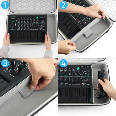 GEEKRIA Hard Shell Travel Case Compatible with Arturia MicroBrute UFO/MicroFreak, Audio Synthesizer Carrying Bag (Dark Gray)