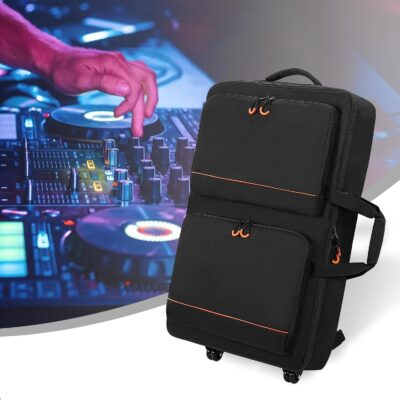 8195q3PA2IL. AC SL1500 DJ Controller Bag Backpack with Wheels Compatible with Pioneer XDJ RX2/ XDJ RX3/ XDJ-RX/DDJ FLX10/ DDJ REV7/ DDJ 1000, Wheeled DJ Carrying Case with 2 Accessory Pocket, Padded DJ Mixer Bag