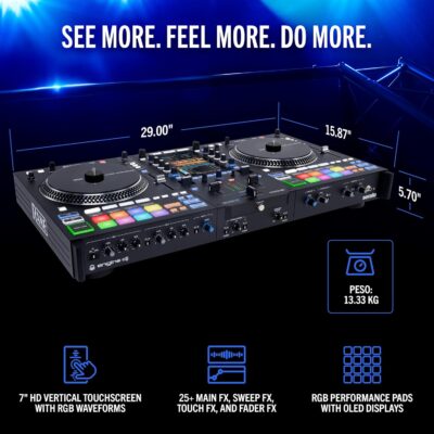 RANE SYSTEM ONE All-in-One Standalone Motorized DJ Controller with Engine DJ OS, Seamless Mixing on 2 Decks, Stems FX, Serato DJ Pro, XLR Outputs