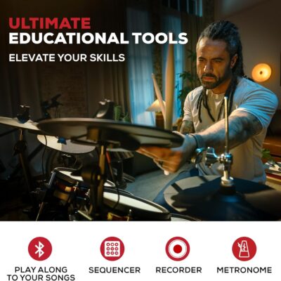 Alesis Nitro Ultimate Electric Drum Set with Dual Zone Quiet Mesh Pads, Movable Hi-Hat, 640 Authentic BFD Sounds and 52 Kits, Bluetooth, Drumeo, USB MIDI, Double Kick Compatible