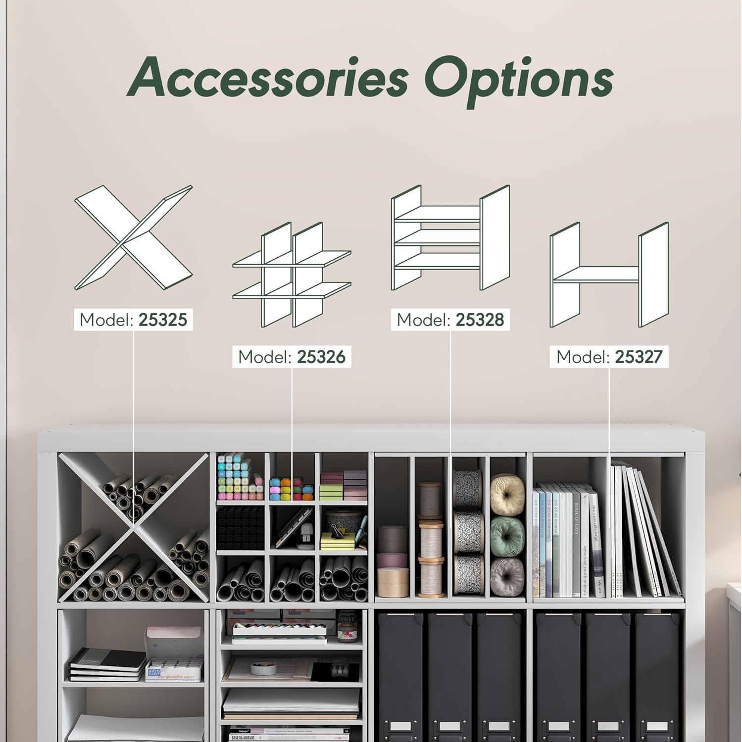 Furinno Cubicle Cube Insert, X-Shelf Cube Organizer, 3-Shelf Accessory, Fits into Furinno Triple Thick Cubes, IKEA Kallax, for Organizers and Storage, White