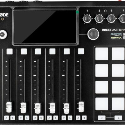 RODE RODECaster Pro II + 4x Headphones + 4x Podcast Microphone + 64GB Micro SD Memory Card + Mic Arm Stand + 2x USB-C + More (Bundle)