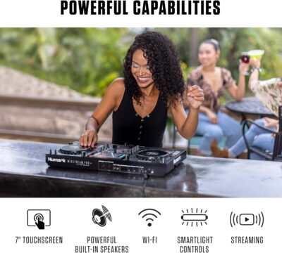 Numark Mixstream Pro+ DJ Controller with Stem Separation, 2 Decks, Wi-Fi Streaming, Mixer, 7 Touchscreen, Speakers, works with Serato and Virtual DJ