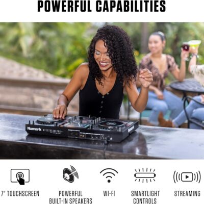 Numark Mixstream Pro+ DJ Controller with Stem Separation, 2 Decks, Wi-Fi Streaming, Mixer, 7 Touchscreen, Speakers, works with Serato and Virtual DJ