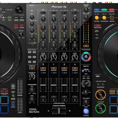 Pioneer DDJ-FLX10 4-Deck DJ Controller and Headliner Flight Case with Laptop Platform