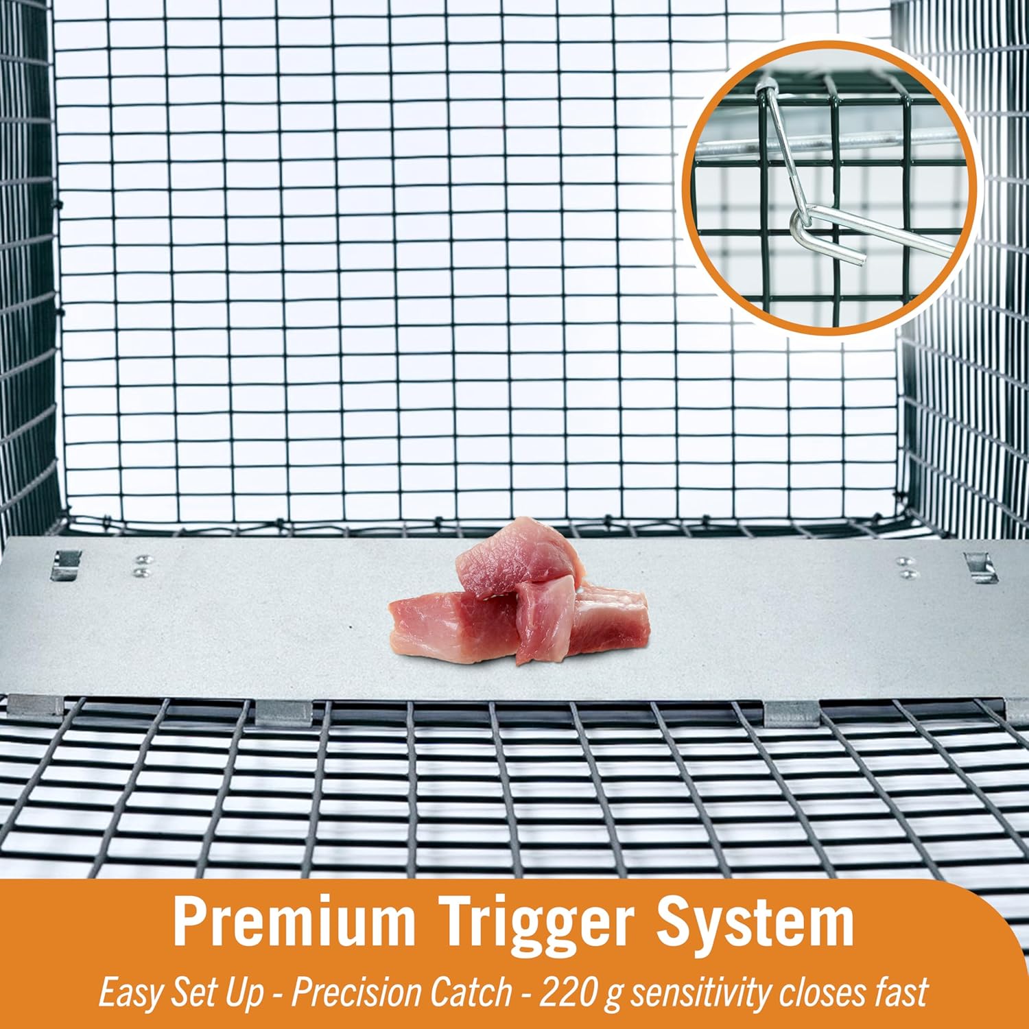 HOMESTEAD 42 Heavy Duty Live Animal Trap – Professional Quick Set Trigger, Galvanized Steel Cage, Camouflage Finish, Rust Proof Mesh, Fully Assembled | Humane Catch & Release Raccoon, Fox & Similar