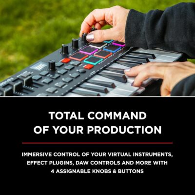 M-AUDIO Oxygen Pro Mini 32-Key USB MIDI Keyboard Controller for MacOS and WinOS, with Beat Pads, Assignable Knobs and Faders, and Native Instruments Sound Pack (NKS Integration)