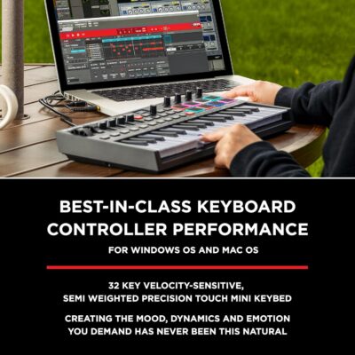 M-AUDIO Oxygen Pro Mini 32-Key USB MIDI Keyboard Controller for MacOS and WinOS, with Beat Pads, Assignable Knobs and Faders, and Native Instruments Sound Pack (NKS Integration)